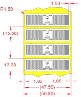 Alien UHF RFID tag, ALN-9610-FWRW Squig Higgs-3, 13.4mm x 47.5mm, nalepovací