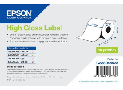 Epson TM-C3500 - Papírové etikety, lesklý povrch, nekonečný pás 102mm x 33m