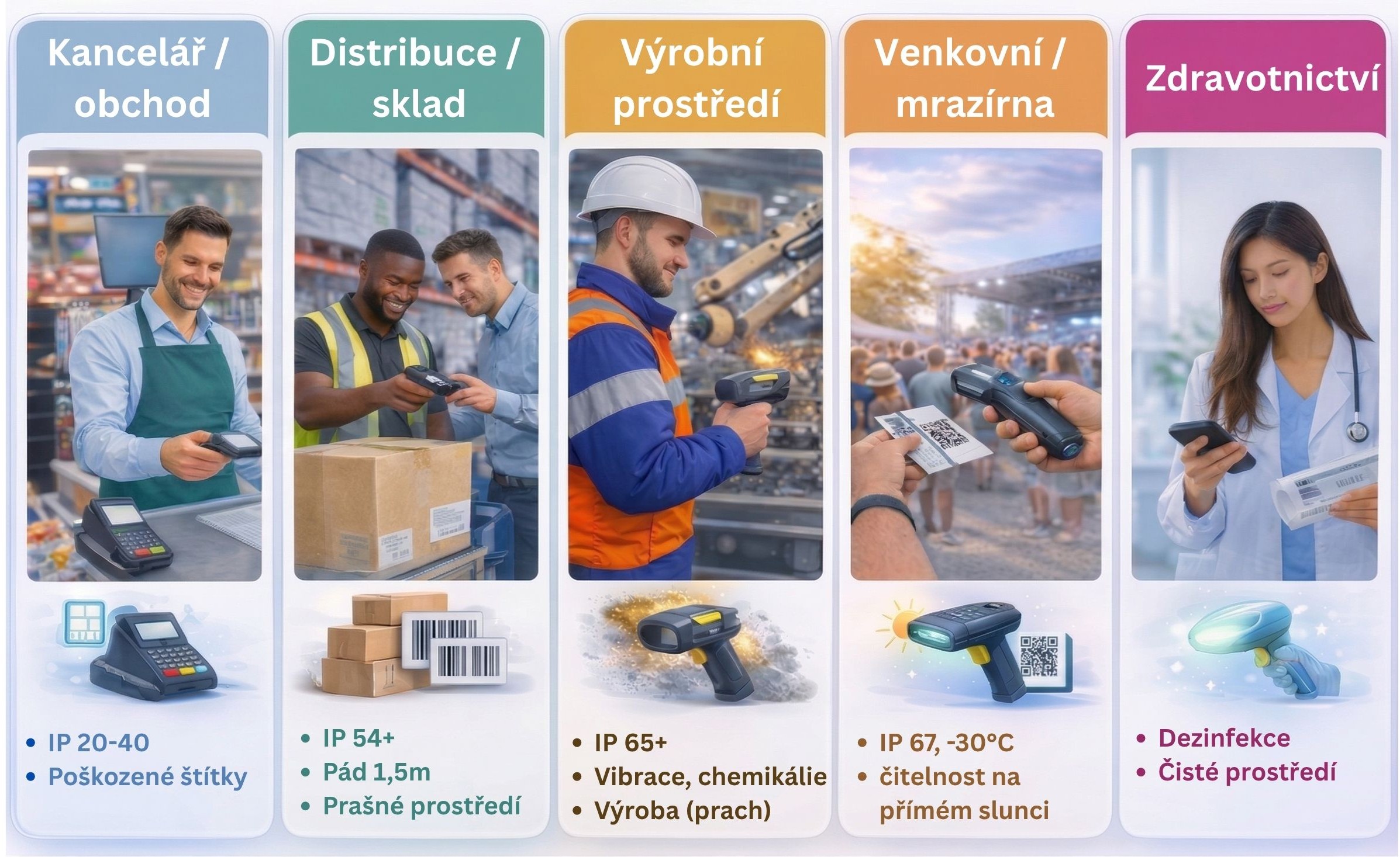 Forklift driver scanning a barcode on a high rack using a long-range scanner