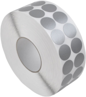Samolepící fixační etikety kruh 30mm, šedé, netkaná textilie + PE, snímatelné lepidlo, dvě řady, 4000 et/ kot. (cena za 1000 ks) 