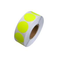 Self-adhesive labels circle 20 mm, signal yellow paper, 2000 lbl/roll (price for 1000 pcs)