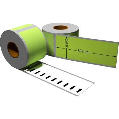 Samolepící etikety 36mm x 89mm, termo zelené, pro tiskárnu DYMO 99012, 260 et/kot. (cena za roli)